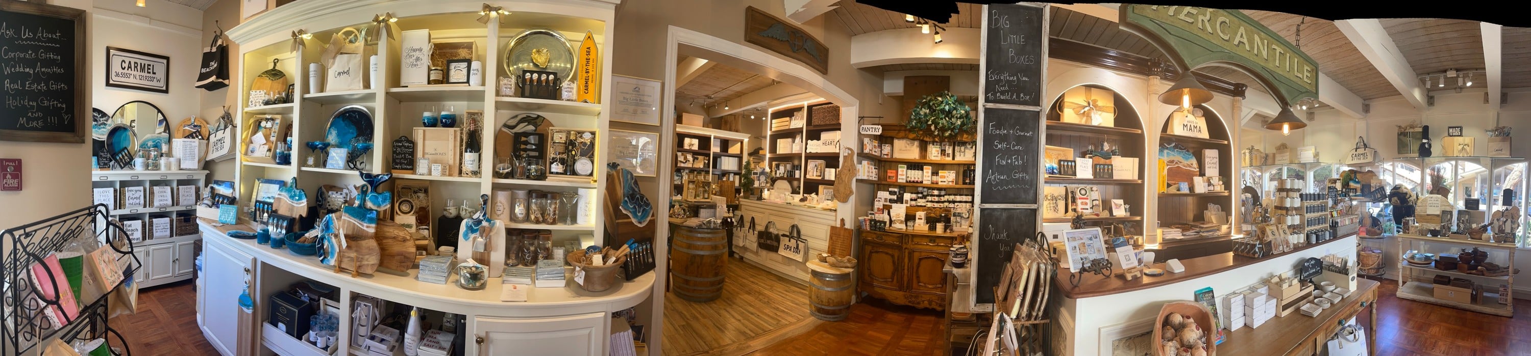 Shelves and gifts inside Big Little Boxes
